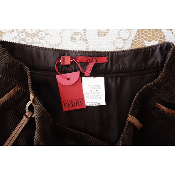 Gianfranco Ferre Brown Corduroy Maxi Skirt 12 NWT - Picture 3 of 3